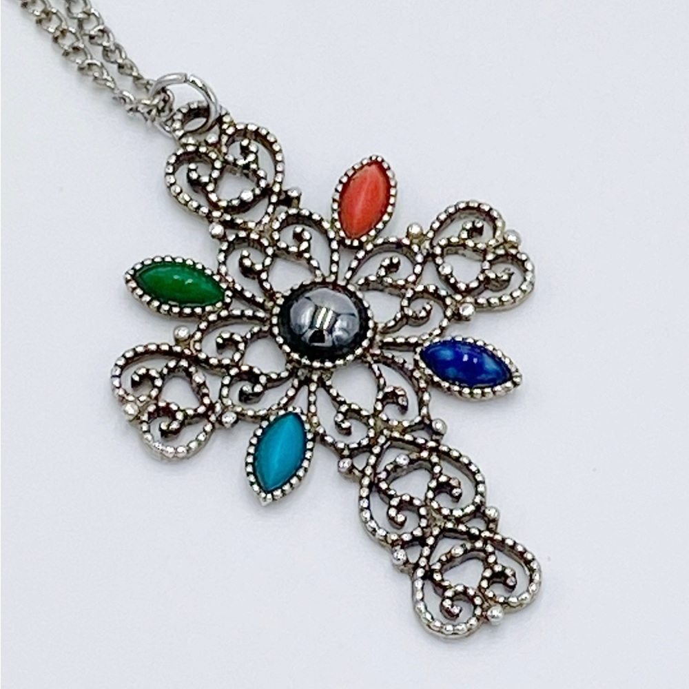 Avon Cross Necklace, Filigree Cross Necklace Vintage
